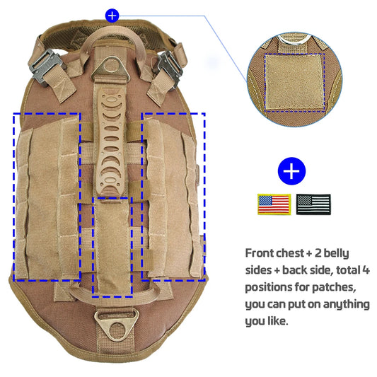 PET ARTIST Tactical No-Pull Military Dog Harness & Pouches Set