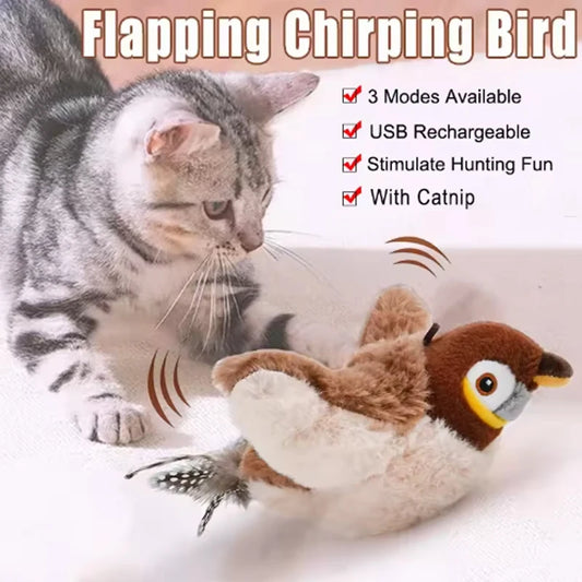 FlyFlap™ Interactive USB-Rechargeable Flapping Bird Pet Toy