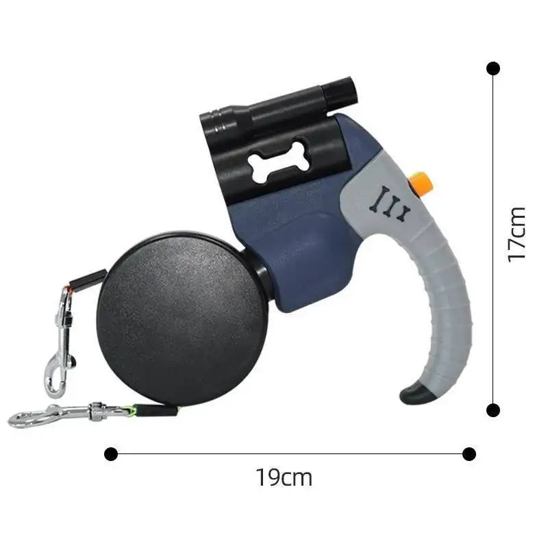 360° Tangle-Free Double Retractable Dog Leash with LED Flashlight