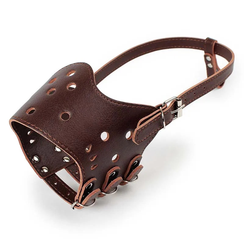 Soft Leather Basket Dog Muzzle for Medium & Large Breeds