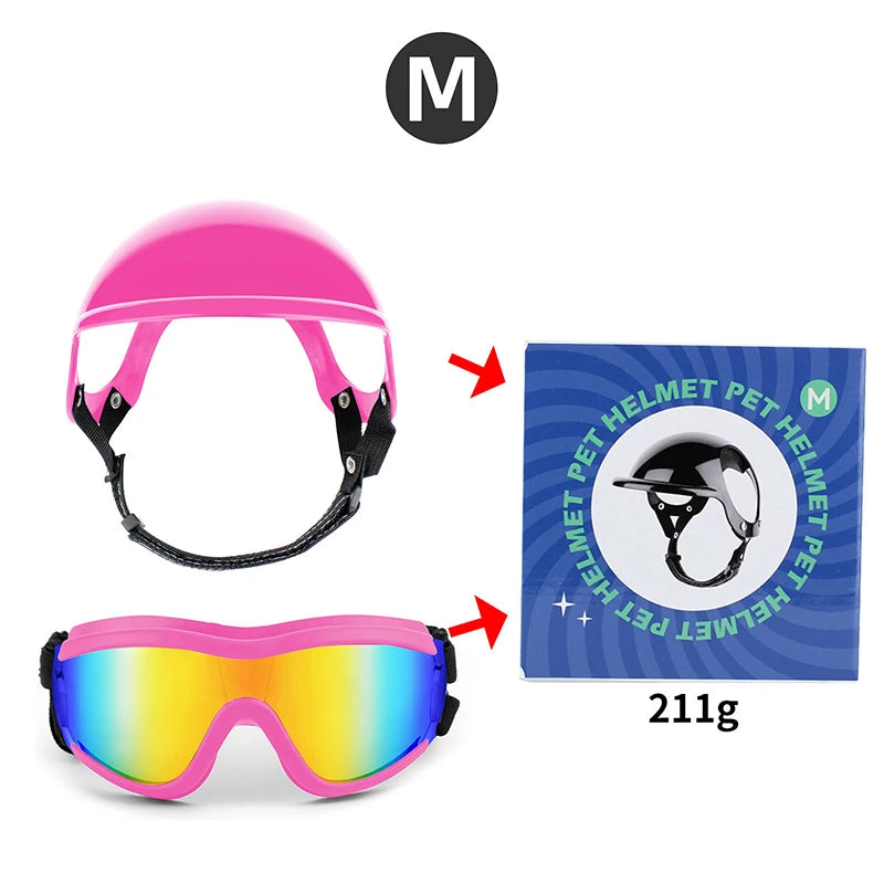 BikerPup⢠Tactical Dog Helmet & UV Goggles Matching Safety Set