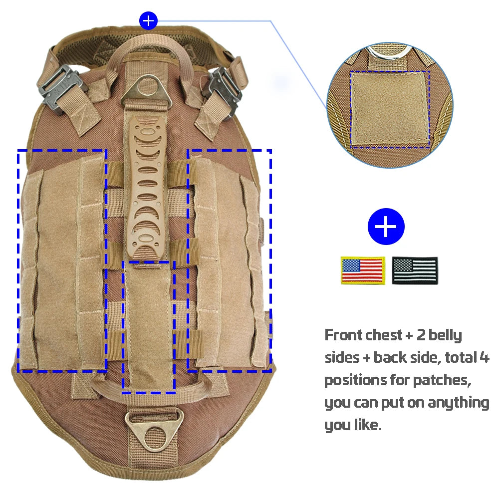 PET ARTIST Tactical No-Pull Military Dog Harness & Pouches Set