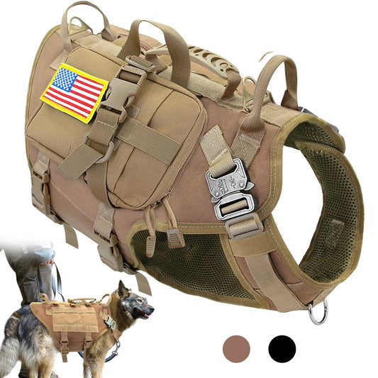 PET ARTIST Tactical No-Pull Military Dog Harness & Pouches Set