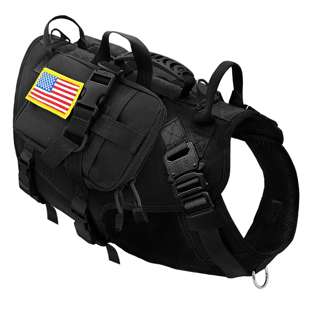 PET ARTIST Tactical No-Pull Military Dog Harness & Pouches Set