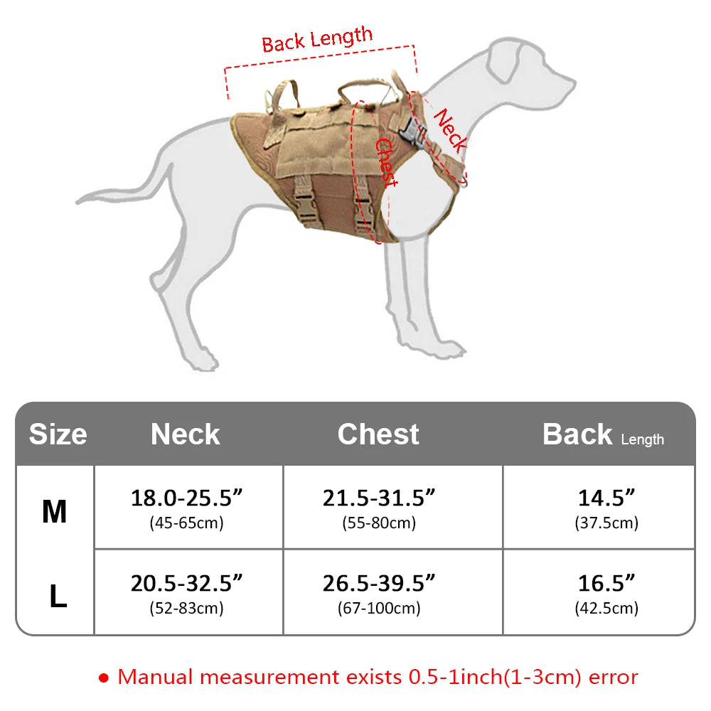 PET ARTIST Tactical No-Pull Military Dog Harness & Pouches Set