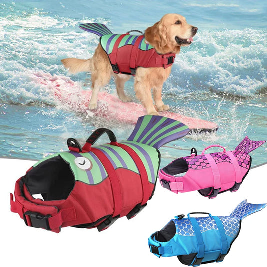 Mermaid Tail High-Buoyancy Dog Life Jacket with Rescue Handle