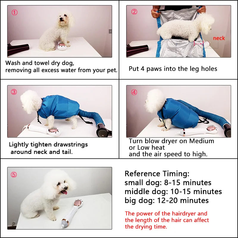 AeroCocoon™ Portable Hands-Free Pet Hair Drying Bag