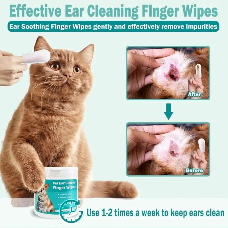 OtoFresh™ Disposable Pre-Moistened Pet Ear Cleaning Finger Wipes