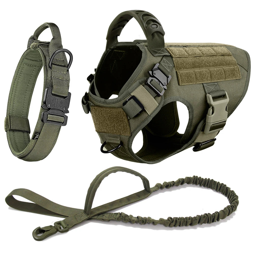 K9 Pro Elite Tactical Military Dog Harness & Molle Pouches Set