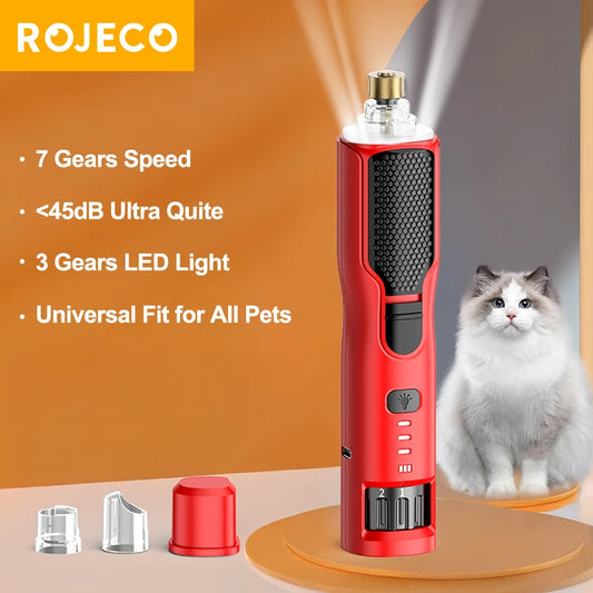 ROJECO™ LuminaGlow 7-Speed Professional Pet Nail Grinder with LED Light