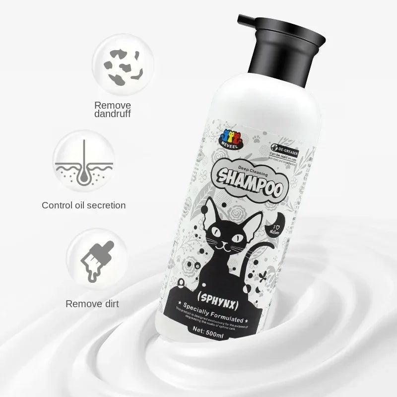 SphinxCare™ 2-in-1 Wash-Free Oil-Control Shampoo for Hairless Cats (500ml)