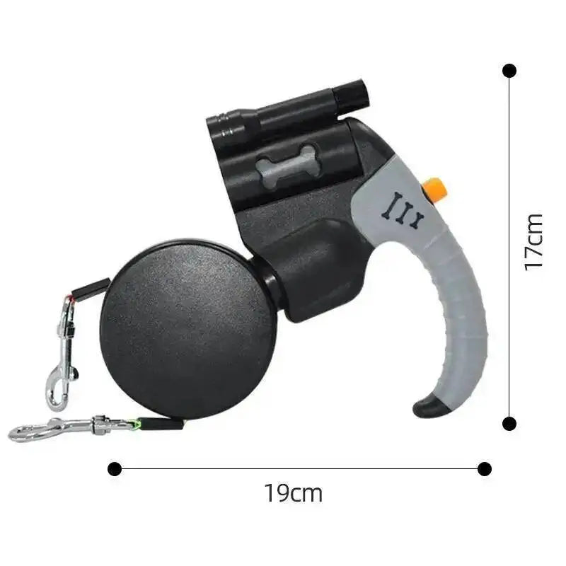 360° Tangle-Free Double Retractable Dog Leash with LED Flashlight