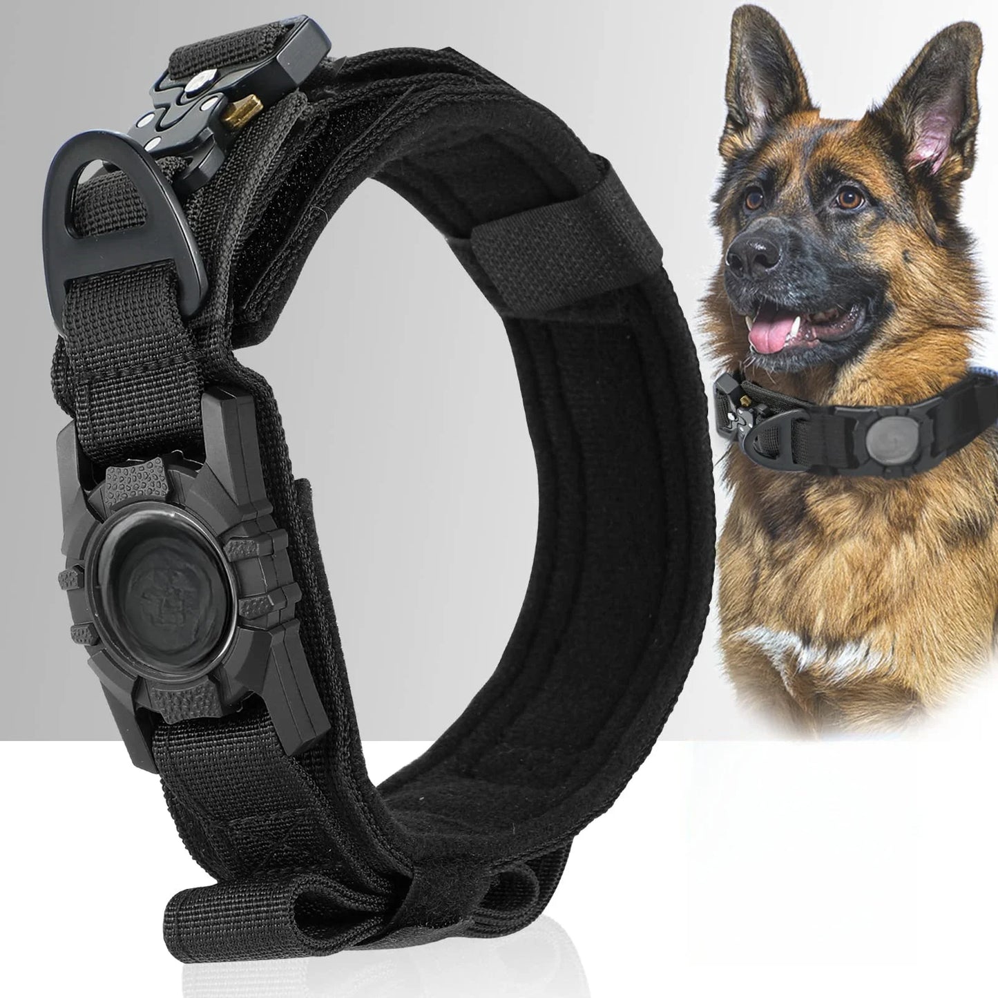 AirTag Tactical Military Dog Collar with Handle