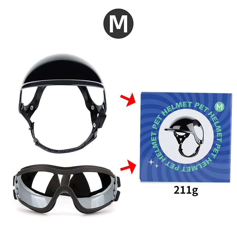 BikerPup™ Tactical Dog Helmet & UV Goggles Matching Safety Set