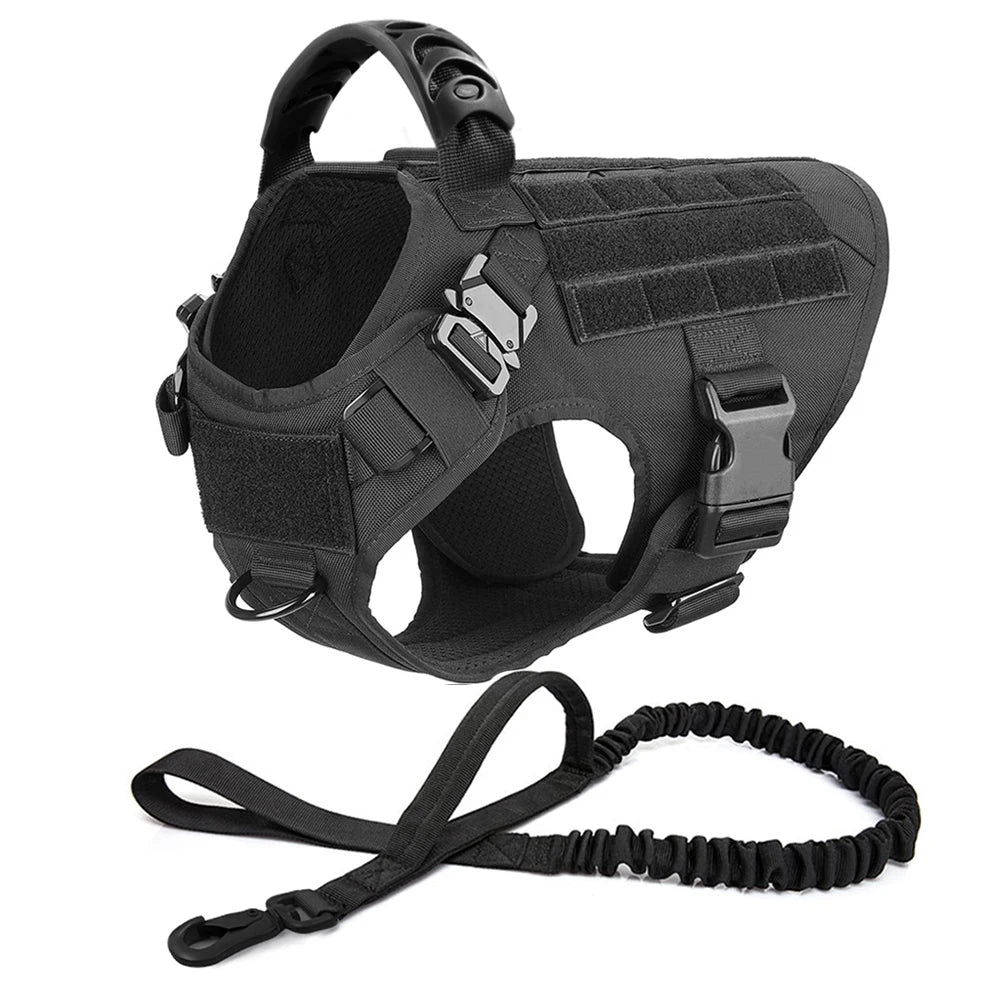 K9 Pro Elite Tactical Military Dog Harness & Molle Pouches Set