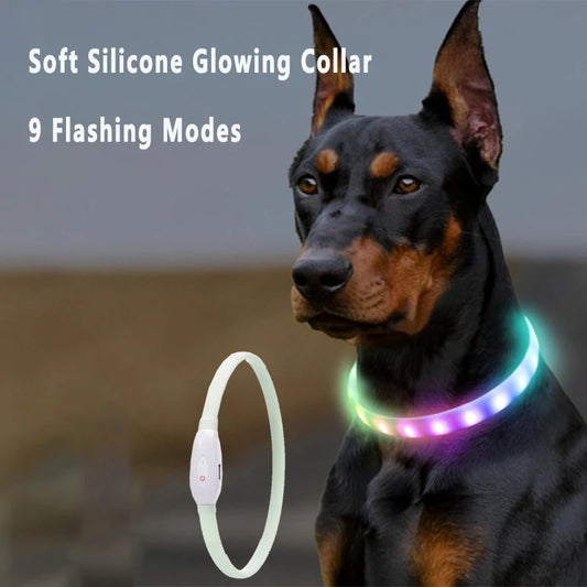 NovaGlow™ USB Rechargeable 9-Mode LED Dog Safety Collar