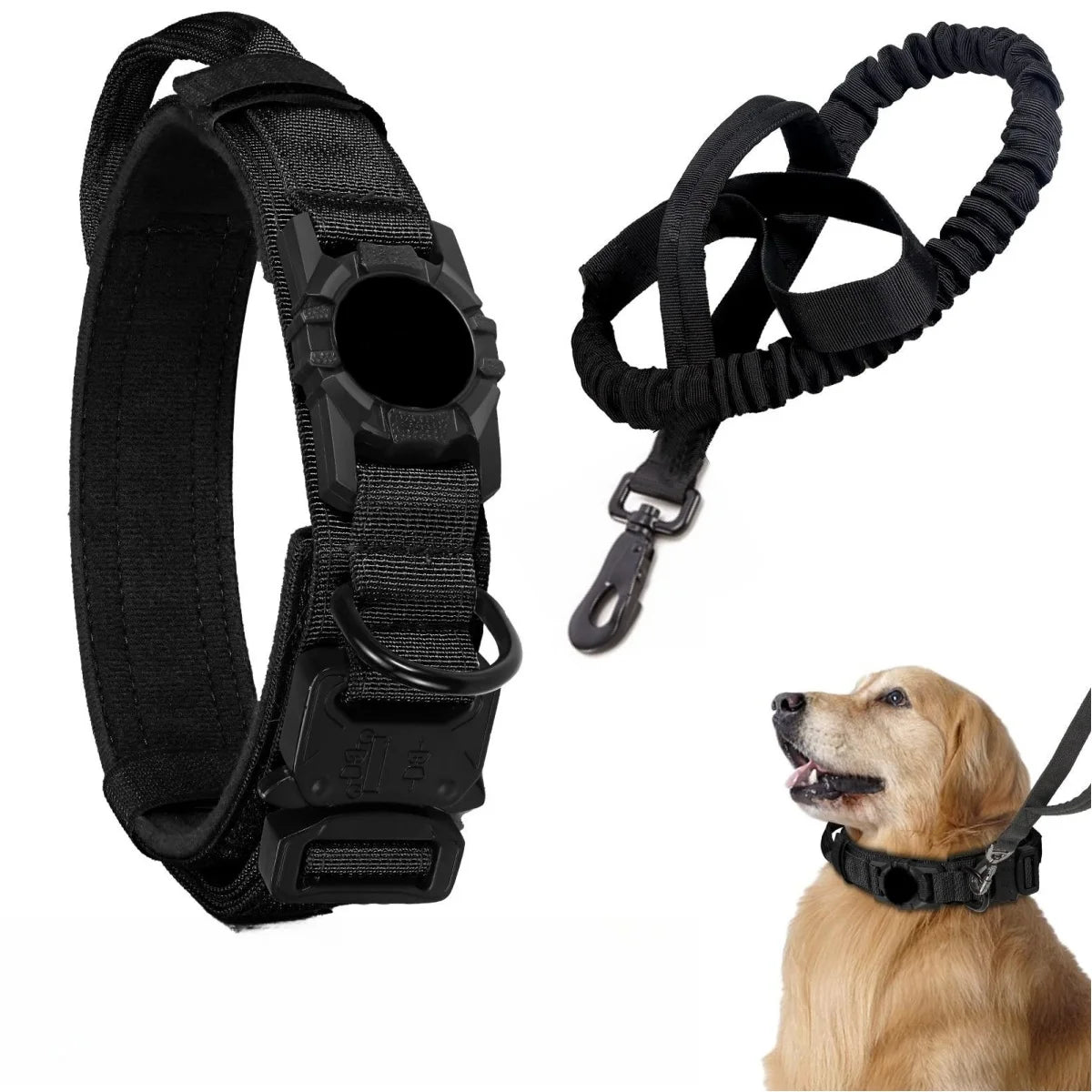 AirTag Tactical Military Dog Collar with Handle
