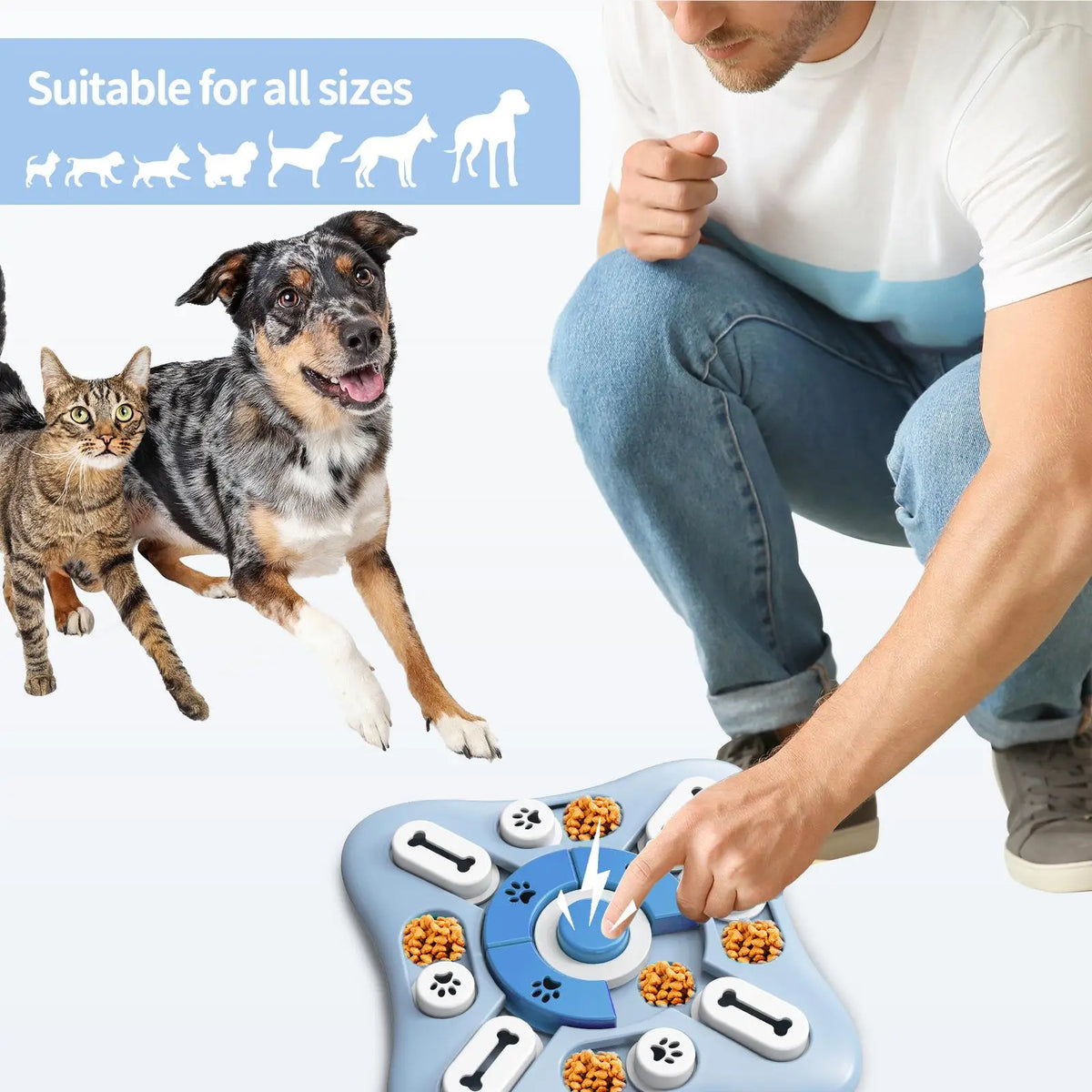 IQ-Squeaker™ 2-in-1 Interactive Puzzle Game & Squeak Toy Bowl