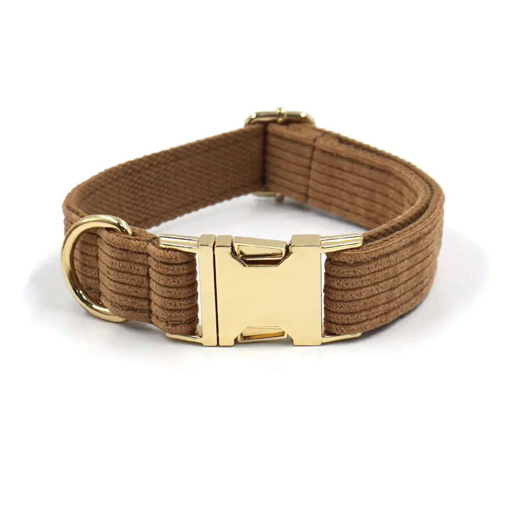 GLORIOUS KEK Luxury Corduroy Dog Harness, Collar & Leash Set