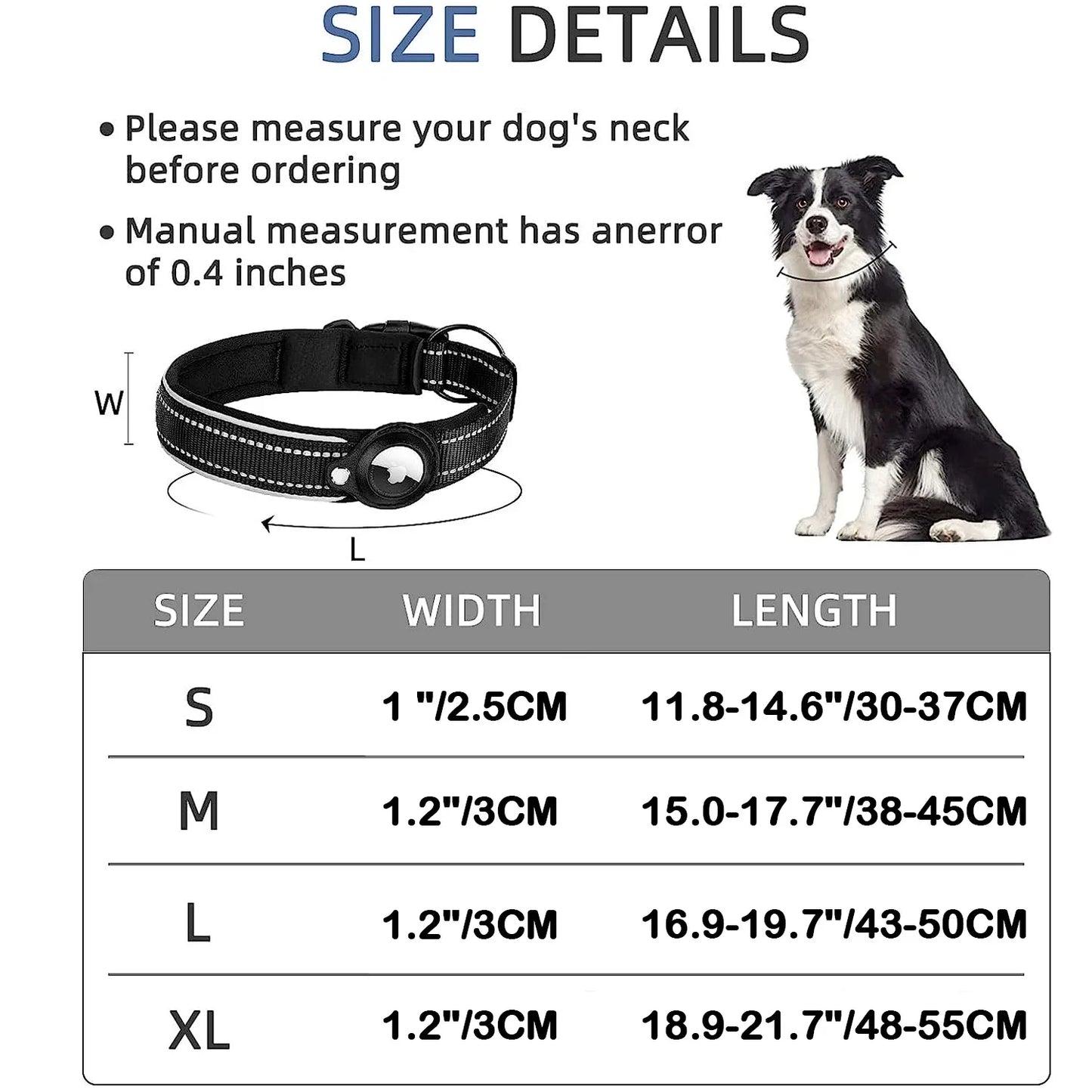 Premium Apple AirTag Waterproof Reflective Dog Collar