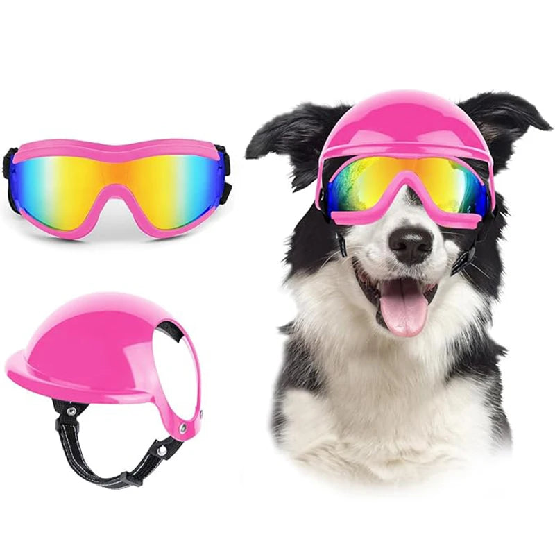 BikerPup™ Tactical Dog Helmet & UV Goggles Matching Safety Set