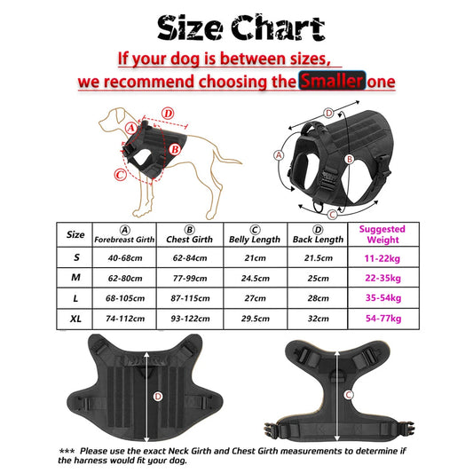 K9 Pro Elite Tactical Military Dog Harness & Molle Pouches Set