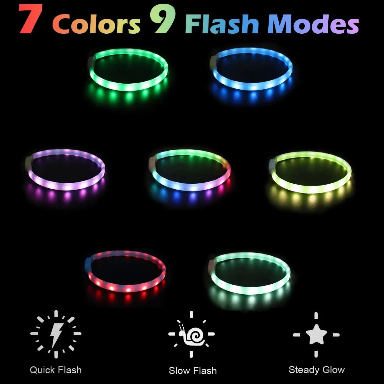 NovaGlow™ USB Rechargeable 9-Mode LED Dog Safety Collar