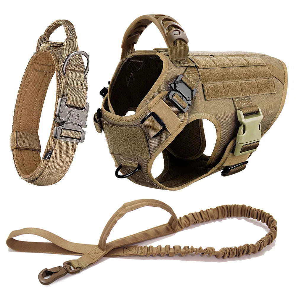 K9 Pro Elite Tactical Military Dog Harness & Molle Pouches Set
