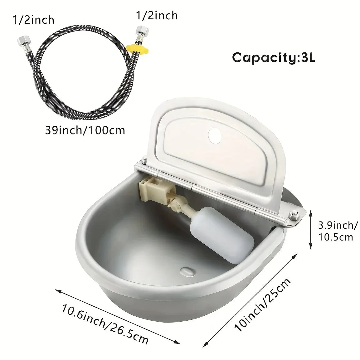 Damaly Gravity-Fed Outdoor Pet Water Dispenser