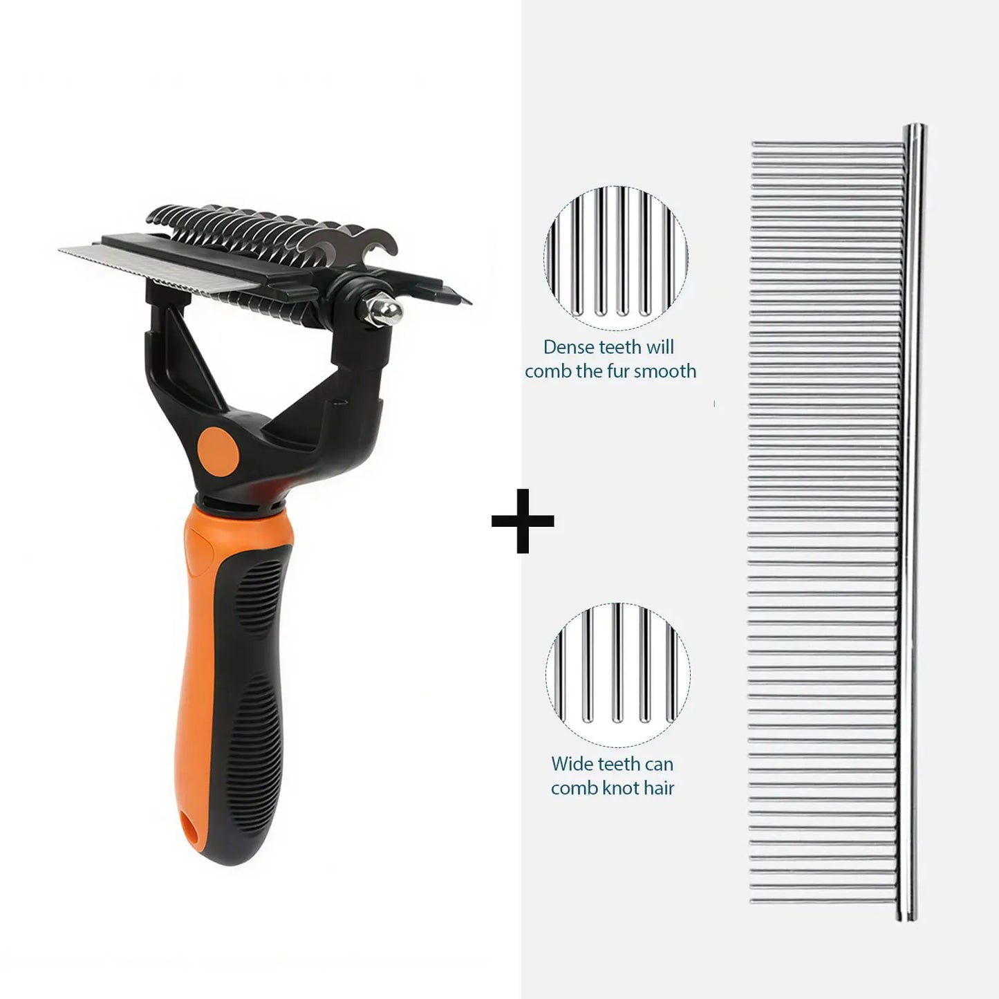 GroomPro™ 3-in-1 Pet Deshedding Tool & Undercoat Dematting Rake