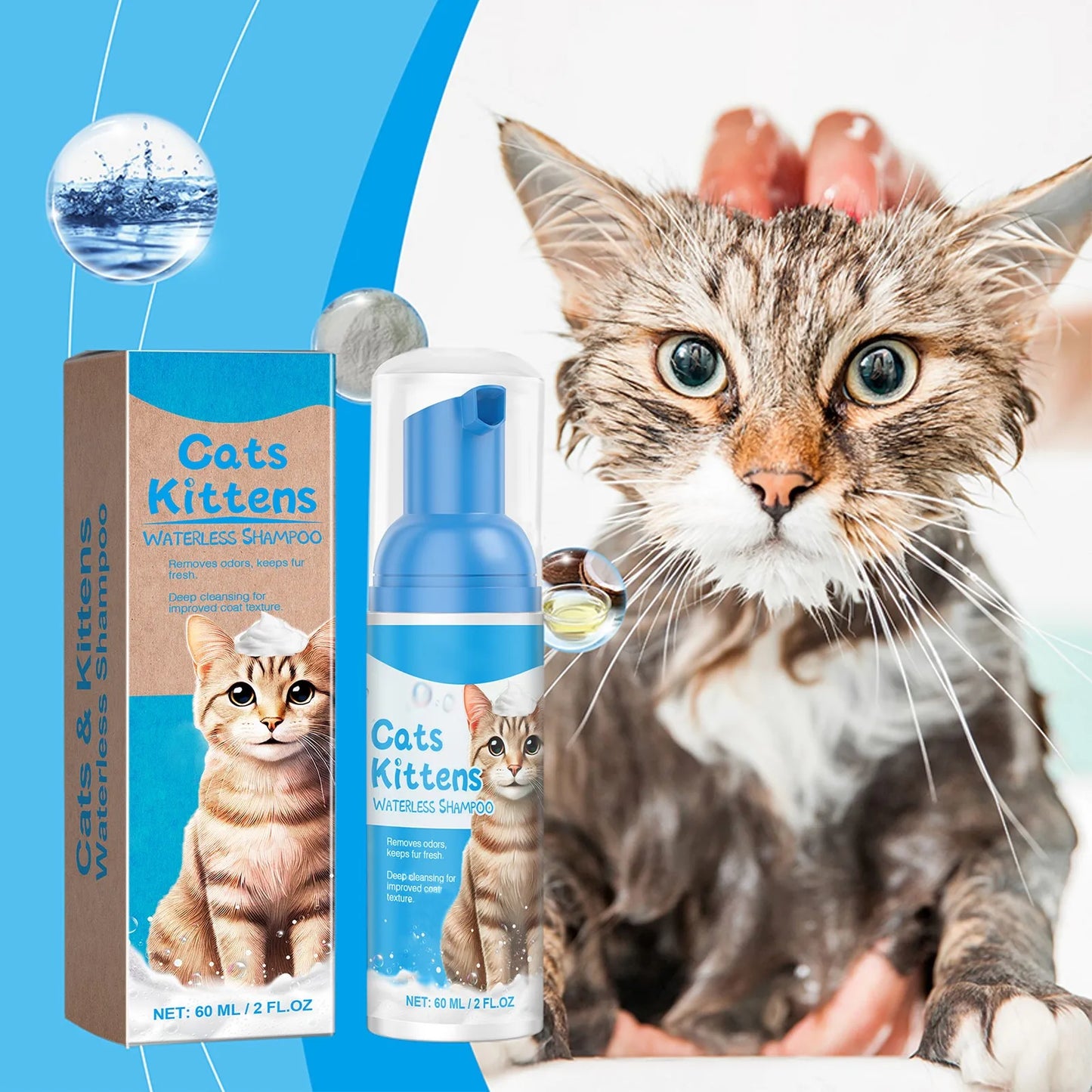 PurrFresh™ Waterless Rinse-Free Cat Foam Shampoo (60ml Express Clean)