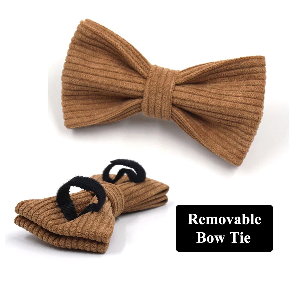 GLORIOUS KEK Luxury Corduroy Dog Harness, Collar & Leash Set