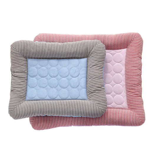 VelvetBreeze™ Orthopedic Summer Cooling Bed with Striped Bolster