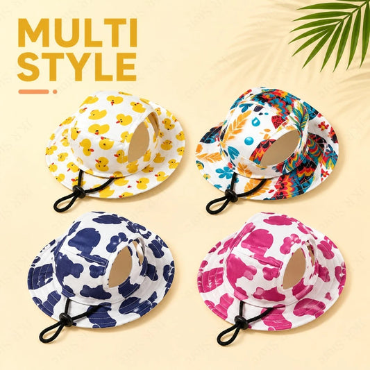 SunnyPaws™ Cute Printed Sun Protection Dog Hat with Ear Holes