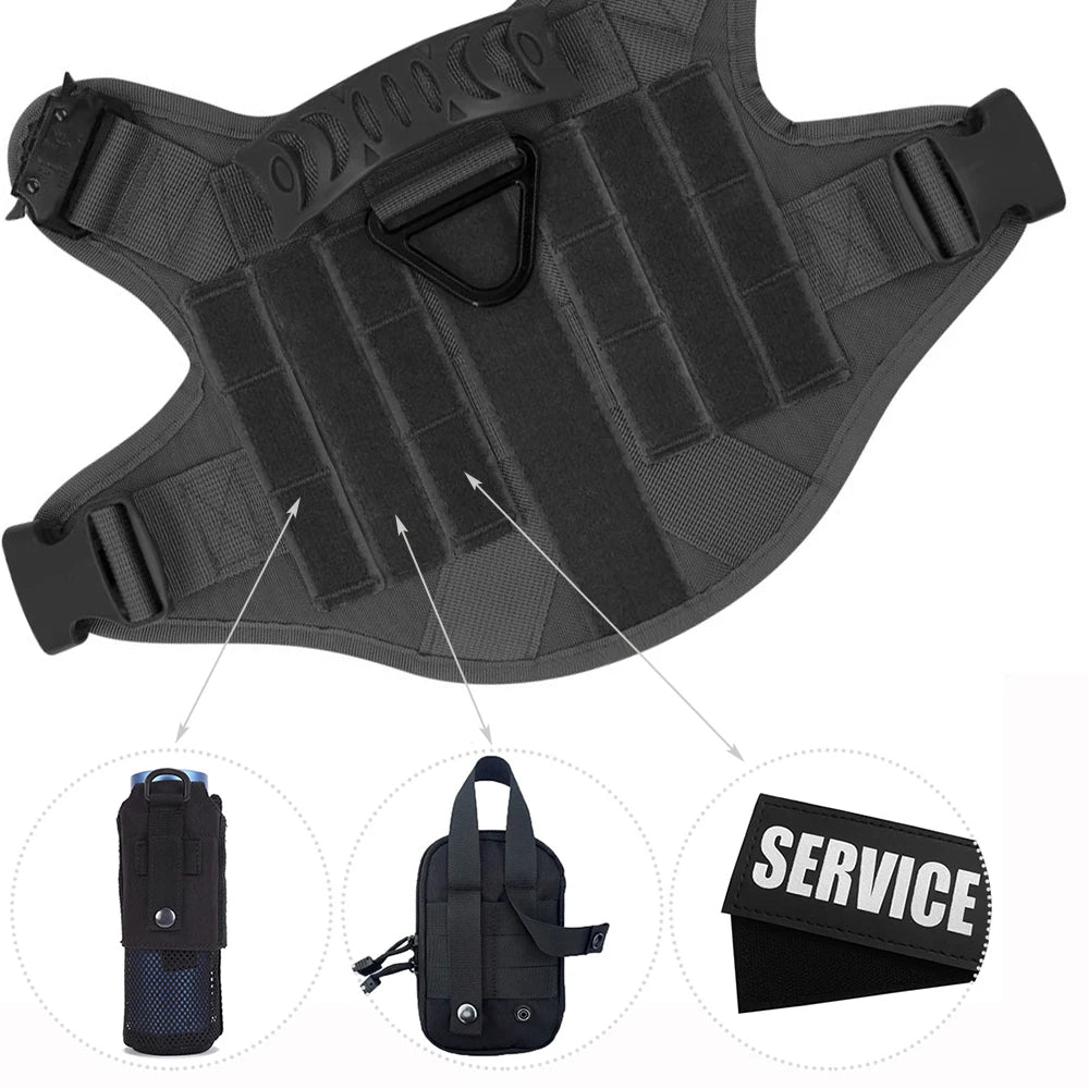 K9 Pro Elite Tactical Military Dog Harness & Molle Pouches Set