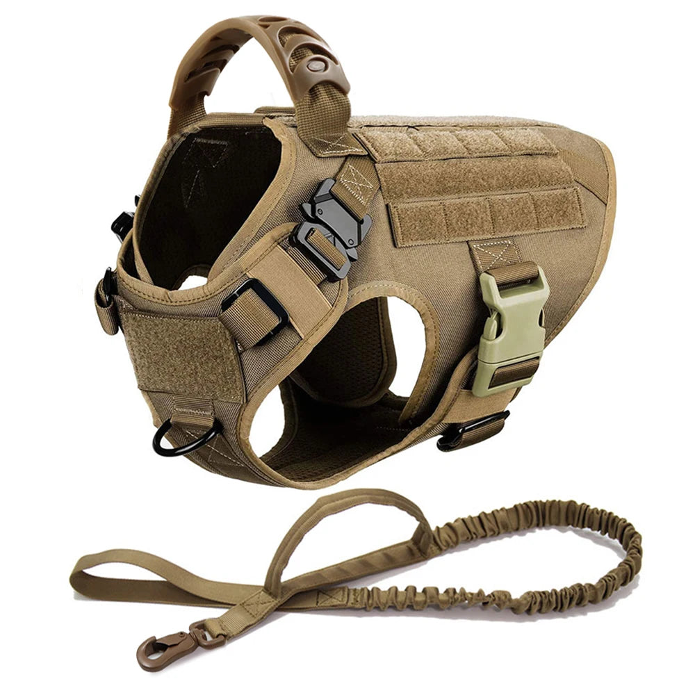K9 Pro Elite Tactical Military Dog Harness & Molle Pouches Set