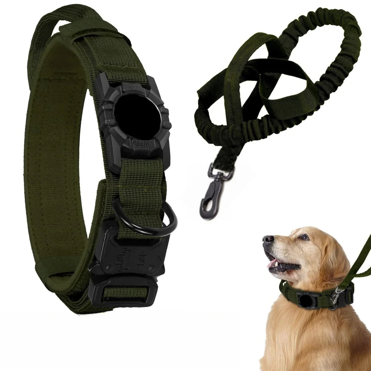 AirTag Tactical Military Dog Collar with Handle