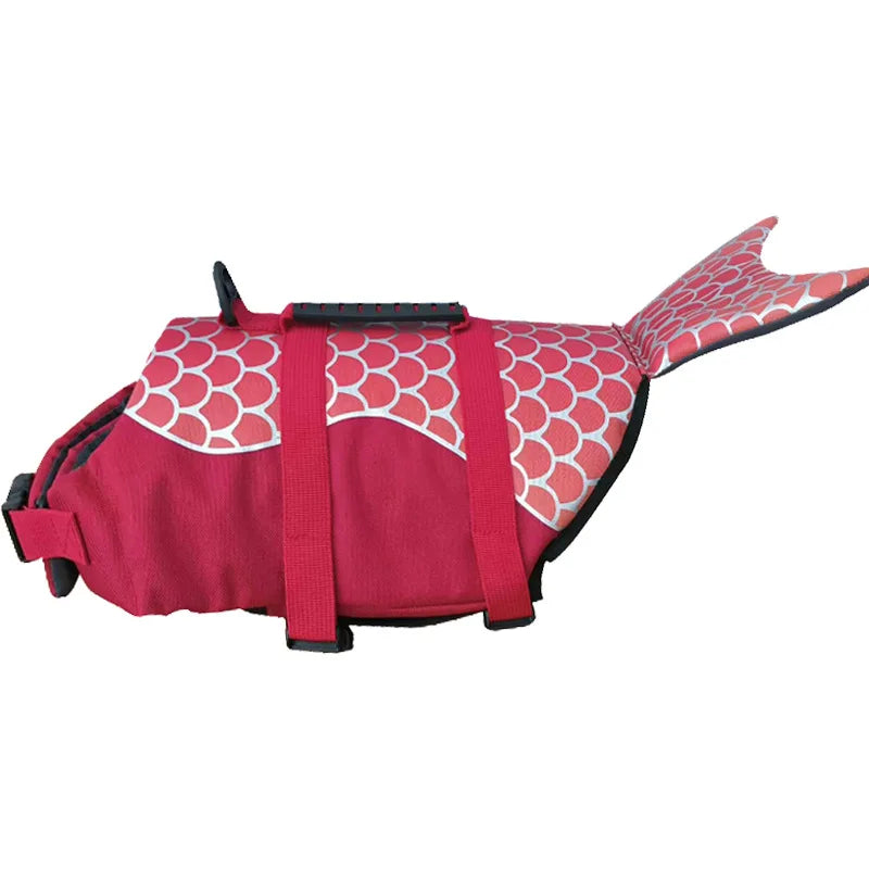 Mermaid Tail High-Buoyancy Dog Life Jacket with Rescue Handle