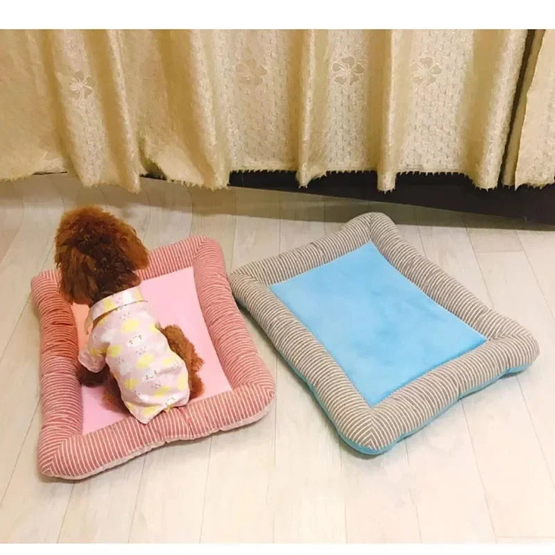 VelvetBreeze™ Orthopedic Summer Cooling Bed with Striped Bolster