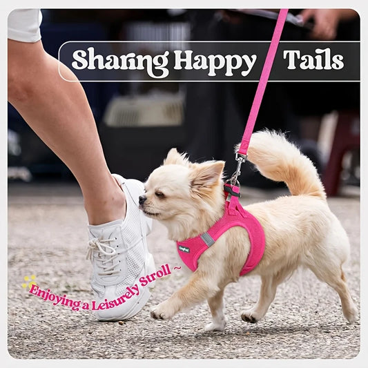 Step-In Breathable Mesh Reflective Dog Harness & Leash Set