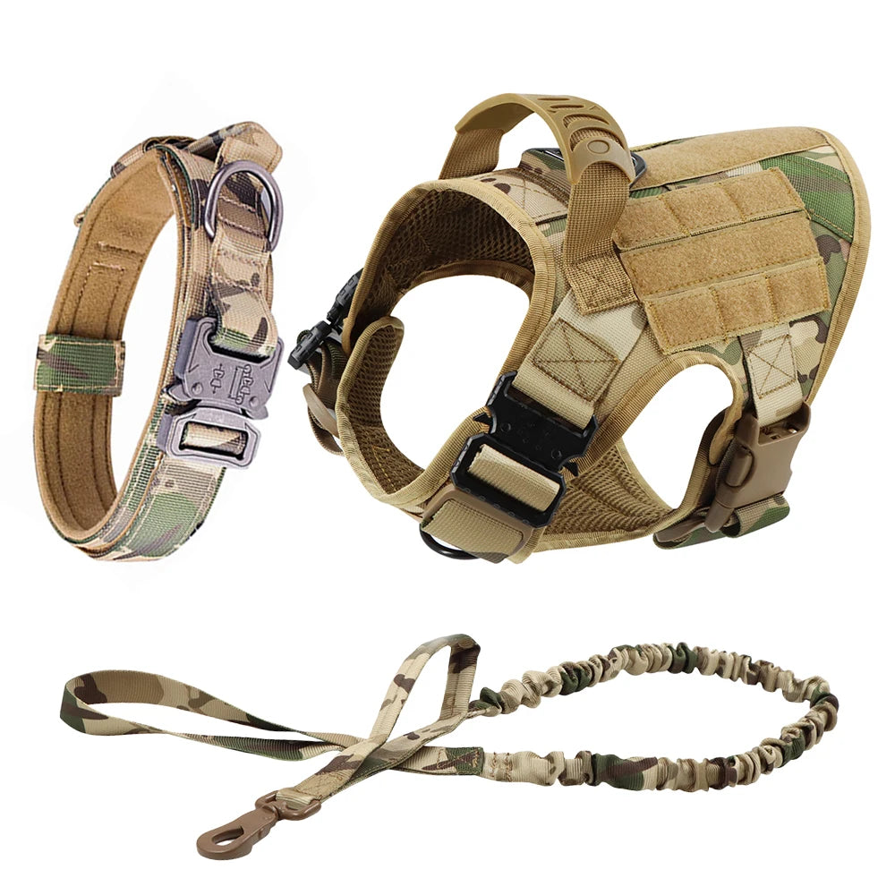 K9 Pro Elite Tactical Military Dog Harness & Molle Pouches Set