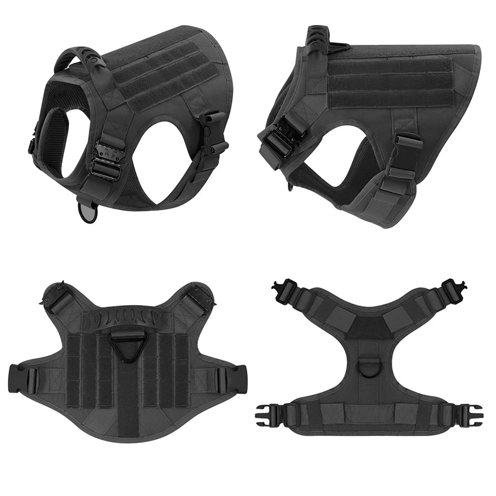 K9 Pro Elite Tactical Military Dog Harness & Molle Pouches Set