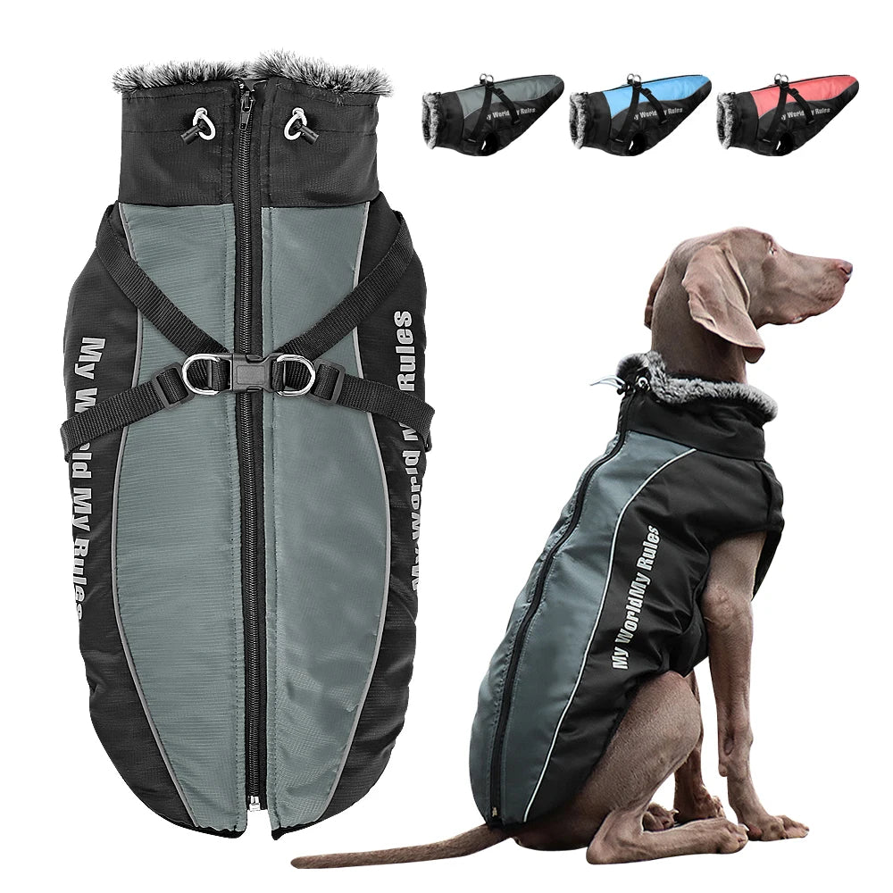 PET ARTIST 2-in-1 Waterproof Winter Dog Coat with Built-In Harness (Model FZYW683)