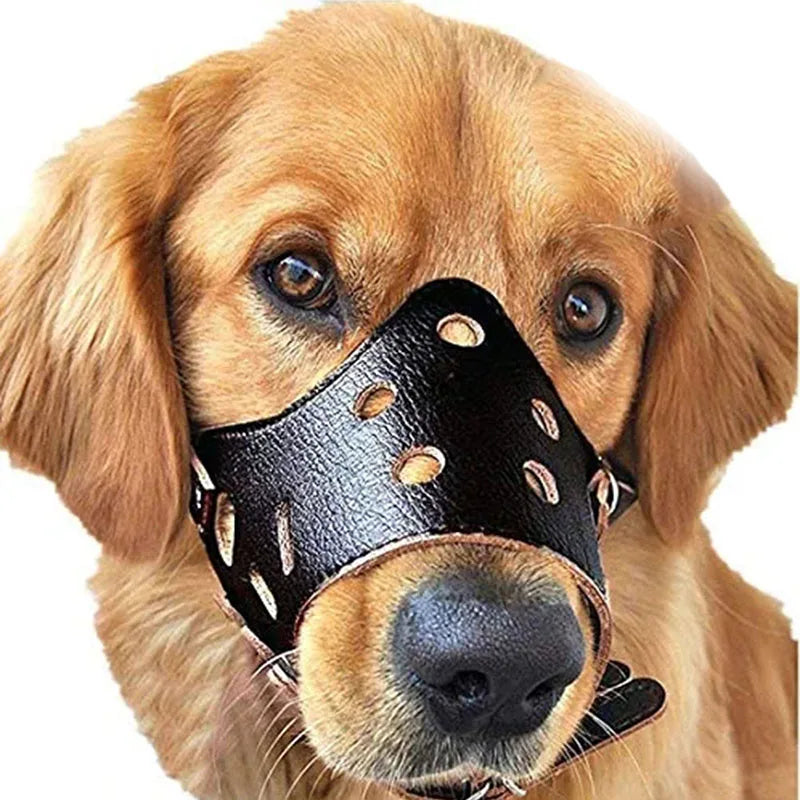 Soft Leather Basket Dog Muzzle for Medium & Large Breeds