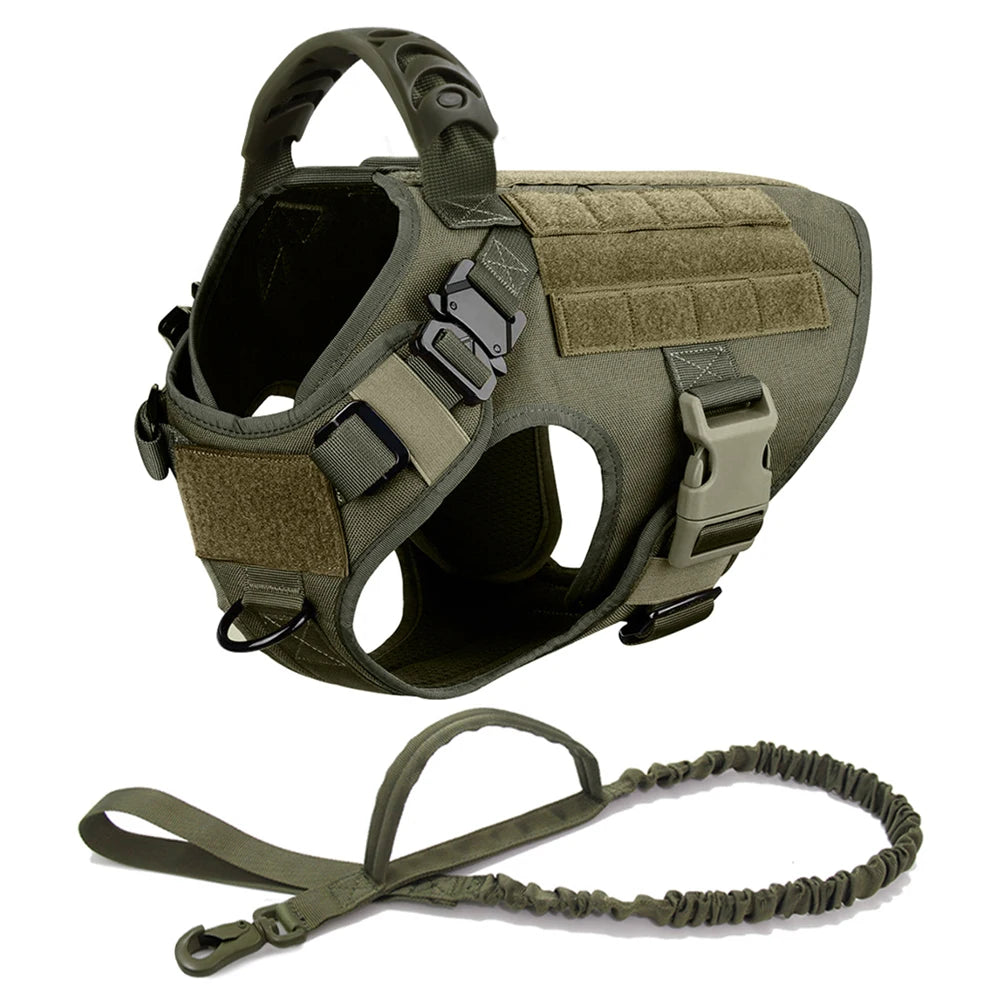 K9 Pro Elite Tactical Military Dog Harness & Molle Pouches Set