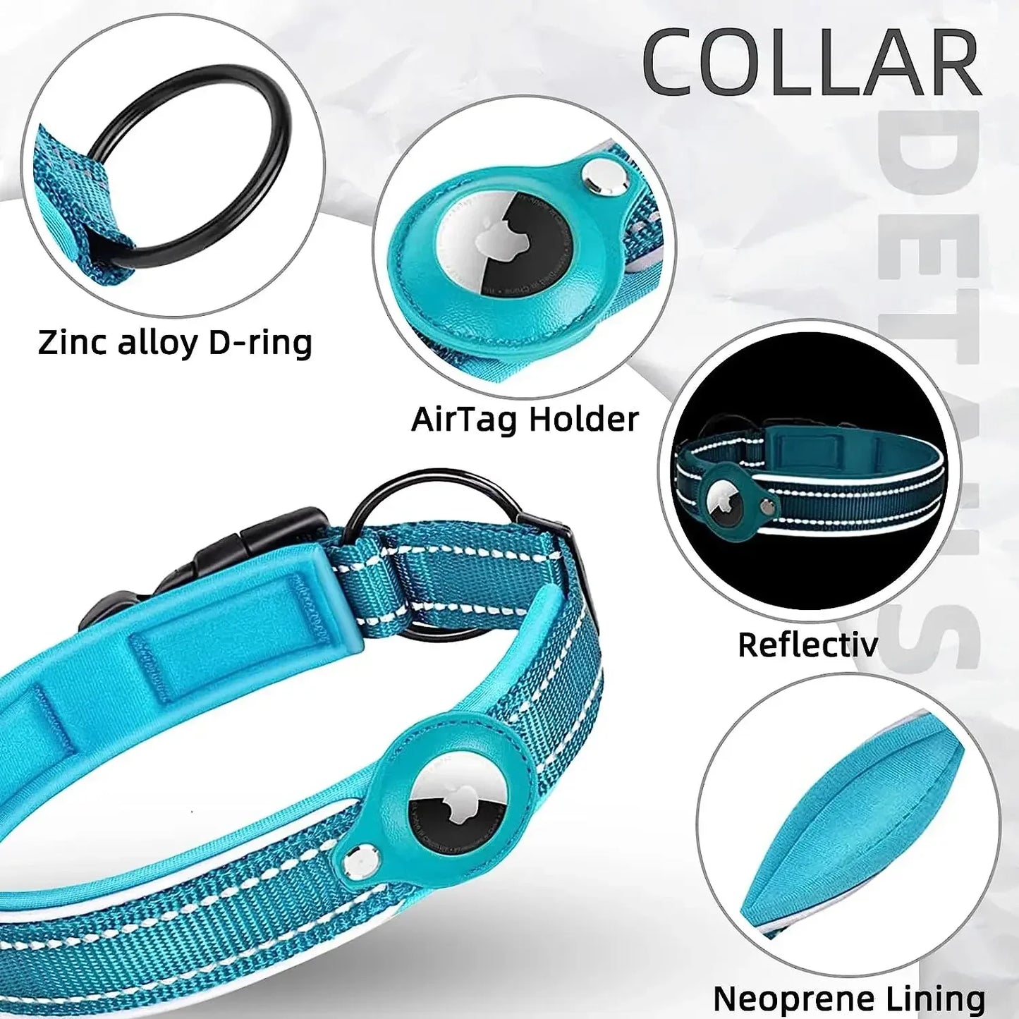 Premium Apple AirTag Waterproof Reflective Dog Collar