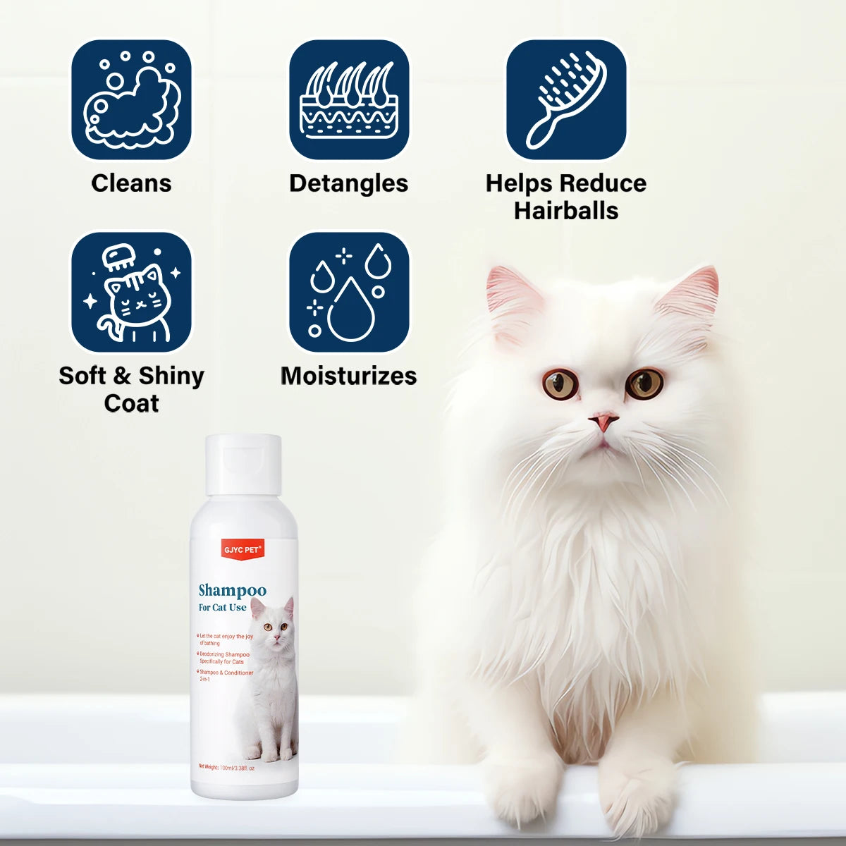 GJYC™ Travel-Size Gentle Moisture Cat Shampoo (100ml Non-Irritating Formula)