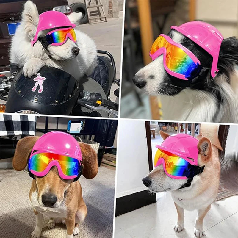 BikerPup™ Tactical Dog Helmet & UV Goggles Matching Safety Set