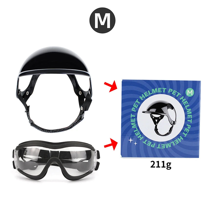 BikerPup™ Tactical Dog Helmet & UV Goggles Matching Safety Set