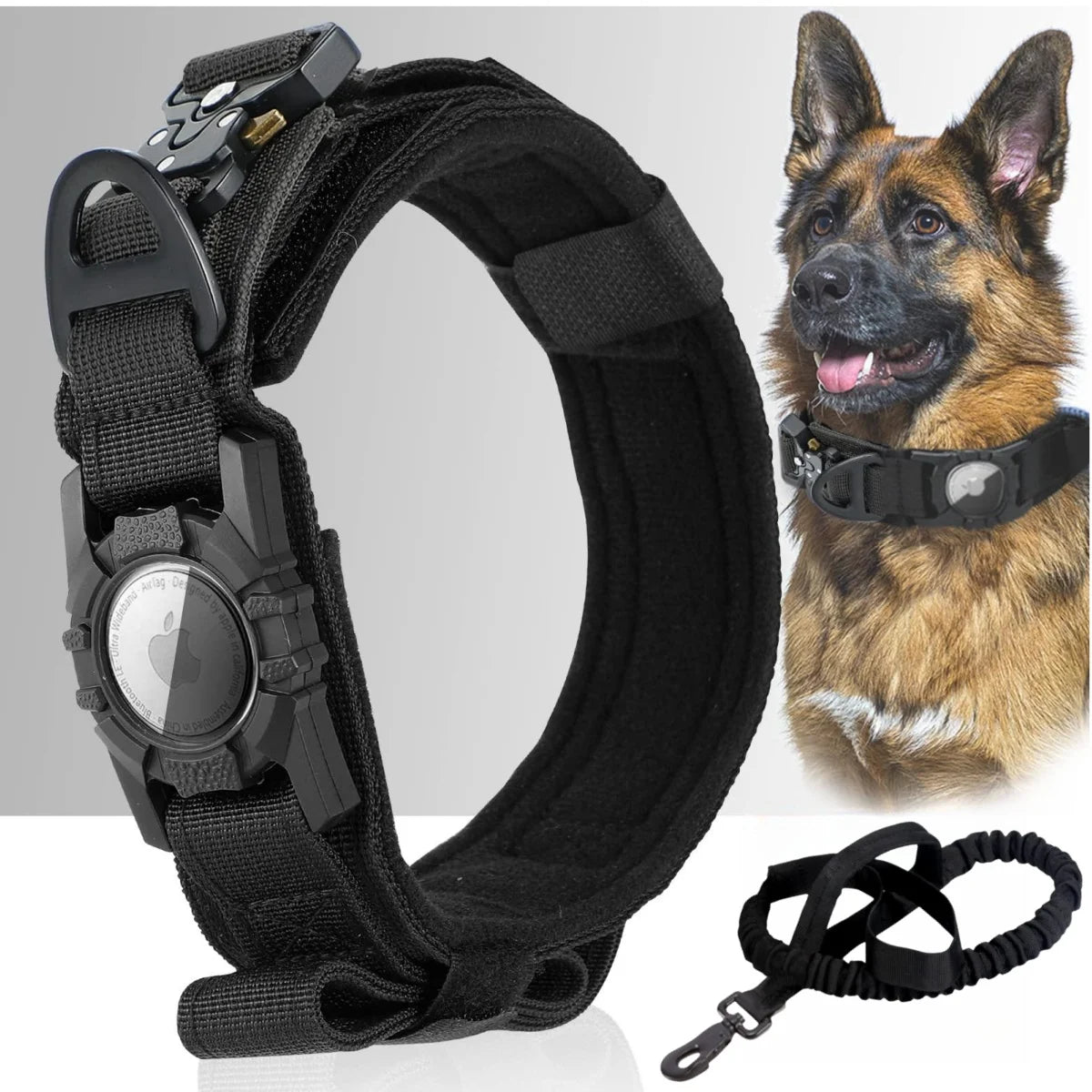 AirTag Tactical Military Dog Collar with Handle